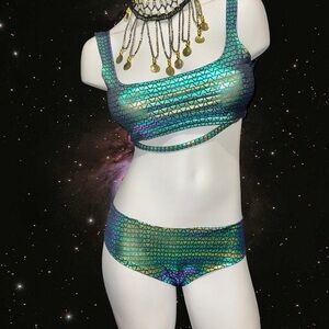 Holographic Green Bikini Set